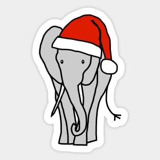 Grey Elephant in a Christmas Santa Hat Sticker